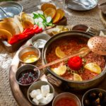 Closeup of different delights and sweets on the table in Isfahan, Iran