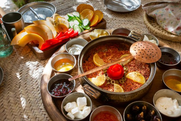 Closeup of different delights and sweets on the table in Isfahan, Iran