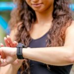 Girl with fitness tracker